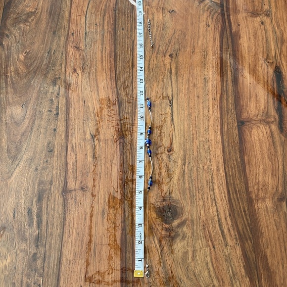 Gorgeous beaded necklace in blues, black, and silver. - Picture 5 of 5